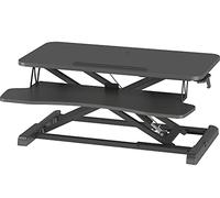 BONTEC 80cm Standing Desk Converter, Dual-Tier Height Riser, 15kg, Black | Separate keyboard tray, ergonomic sit-stand setup, for PCs, laptops, monitors, typing, studying and home office use