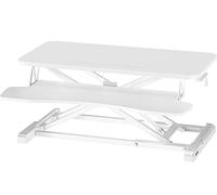 BONTEC 80cm Standing Desk Converter, Dual-Tier Height Riser, 15kg, White | Separate keyboard tray, ergonomic sit-stand setup, for PCs, laptops, monitors, typing, studying and home office use