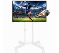 BONTEC Mobile TV Stand on Wheels, Height Adjustable, 32-75 Inch, 50 kg | Max VESA 400x400 mm, lockable wheels, cable management, portable rolling cart, floor standing design, homes, offices, white