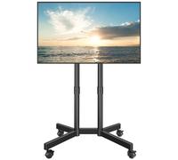 BONTEC Rolling TV Stand for 32-75 inch TVs, Mobile TV Cart with Lockable Wheels, Height Adjustable, Max VESA 400x400mm, Portable TV Stand on Wheels with Cable Management, TV Floor Stand, Black