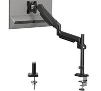 BONTEC Single Monitor Arm Desk Mount for 13-32 Inch Screens, Adjustable Gas Spring Arm Stand, VESA 75/100mm, 9kg Capacity, Tilt, Swivel, 360° Rotation, C-Clamp & Grommet Options, Ergonomic Design