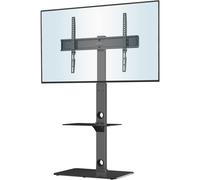 BONTEC Universal Floor TV Stand for 30-70 inch LED OLED LCD Plasma Flat Curved Screens, Height Adjustable Tall TV Stand with 2-Tier Tempered Glass
