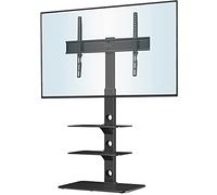 BONTEC Universal Floor TV Stand for 30-70 Inch TVs, Height Adjustable Freestanding TV Stand with Bracket & 3-Tier Tempered Glass Shelves, Swivel Tall Television Stand up to 40kg, Max VESA 600x400mm