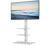 BONTEC Universal Floor TV Stand for 30-70 Inch TVs, Height Adjustable Freestanding TV Stand with Bracket & 3-Tier Tempered Glass Shelves, Swivel Tall Television Stand up to 40kg, Max VESA 600x400mm