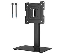 BONTEC Universal Swivel TV Stand for 17-43 Inch Screens, Height Adjustable Pedestal TV Mount for LCD/LED/OLED/Plasma/Curved TVs up to 45kg, Mobile TV Stand with 2 Cable Ties, Adjustable TV Riser