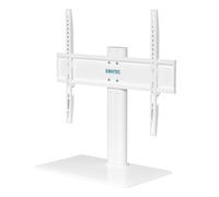 BONTEC Universal TV Stand for 24-60 Inch TVs, Height Adjustable, 45 kg | Max VESA 400x400 mm, 8 mm glass base, table top pedestal, bracket included, cable management, LCD LED OLED plasma, white