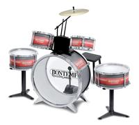 Bontempi 51 4830 6 Pieces Metallic Silver Drum Set with Stool, Multi-Color