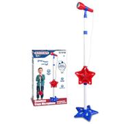 BONTEMPI Children's Stage Microphone with Sound Effects Height Adjustable Boom Sound Effects Whistle, Ovation and Claps MP3 Connection Powered by 3 R6/AA Batteries Not Included