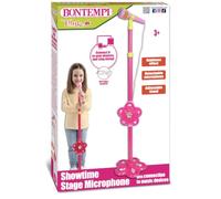 BONTEMPI Pink Children's Stage Microphone with Sound Effects Height Adjustable Boom Sound Effects Whistle, Ovation and Claps MP3 Connection Powered by 3 R6/AA Batteries Not Included