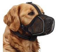 BONTHEE Dog Muzzle,Mesh Soft Muzzle for Small Medium Large Sized Dogs, Breathable Reflective Adjustable Puppy Muzzles with Collar for Scavenging Grooming Biting Chewing,Allows Panting and Drinking