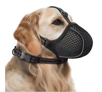 BONTHEE Dog Muzzle,Soft Nylon Muzzles Anti Biting Barking Chewing,Breathable Reflective Adjustable Loop Pets for Small Medium Large Sized Dogs,Allows Panting and Drinking(Black S)