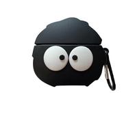 BONTOUJOUR Case Compatible with AirPods Pro 3 (2025), Super Cute Creative Funny Big Eyes Black Dust Ball Shape Case, Stylish Cartoon Silicone Earphone Protection Skin for AirPods Pro 3 (2025) +Hook