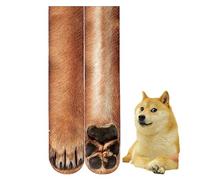 BONTOUJOUR Creative Unisex Men Women Fun Socks 3D Print Animal Feet Pattern Novelty Socks Paw Crew Socks- Dog