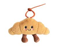 BONTOUJOUR Cute Happy Smiling Bread Croissant Baguette Keychain Lucky Good Luck Positive Energy Key Chain Ring Bag Pendant, Shy Croissant, S