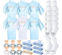 Bonuci 24 Pcs Bridal Shower Gift Set Include Bride Bridesmaids Robes Hair Claws Scrunchies Fluffy Socks for Wedding Party