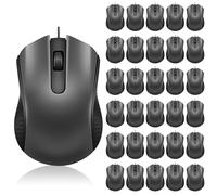 Bonuci 30 Pcs USB Wired Mouse Computer 3 Button Mice Bulk Corded USB Mouse for PC Desktop Laptop Computer Office School Home Classroom Supplies (Gray)