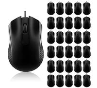 Bonuci 30 Pcs USB Wired Mouse Computer 3 Button Mice Bulk Corded USB Mouse for PC Desktop Laptop Computer Office School Home Classroom Supplies (Black)