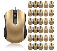 Bonuci 30 Pcs USB Wired Mouse Computer 3 Button Mice Bulk Corded USB Mouse for PC Desktop Laptop Computer Office School Home Classroom Supplies (Gold)