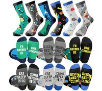 Bonuci 6 Pairs Rock Climbing Socks Gift for Men Novelty Rock Climbing Running Hunting Socks for Men Climbers Christmas Gift