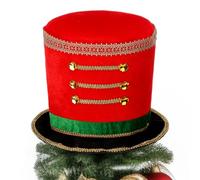 Bonuci Christmas Nutcracker Hat Tree Topper Large Nutcracker Soldier Xmas Tree Ornament for Display Cute Finial Decor Party(Classic Color)