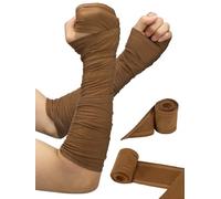 Bonuci Medieval Hand Wraps Renaissance Arm Wraps Cotton Fabric Bracers LARP Armor Costume for Halloween Cosplay Accessories, Brown, 68.90 x 2.95 inches