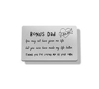 Bonus Dad Gift Metal Wallet Insert Card Stepdad Birthday Card Gift,Stepfather Gift Stepdad Gift from Daughter Son Kid,Thank You for Loving Me As Your Own,Christmas Fathers Day Wedding Gift for Stepdad