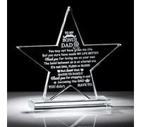 Bonus Dad Glass Plaque Keepsake Father's Day Gifts for Step Dad From Daughter Son, Best Bonus Dad Ideal Presents on Birthday Christmas