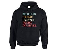 Bonus Dad Mens Hoody Pullover Party Jumper Dad Funny Gift Hoodie Top Printed Design Black - XX-Large