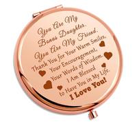 Bonus Daughter Compact Makeup Mirror from Stepmom Step Daughter Gifts from Stepmom Adoption Gifts for Girls Inspirational Present for Her from Mother Christmas Birthday Present Folding Makeup Mirror