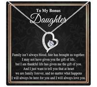 Bonus Daughter Gifts from Stepdad, Step Daughter Gifts from Stepmom, Stepdaughter Gifts from Stepdad, Father Stepdaughter Necklace, To My Bonus Daughter Necklaces, Christmas Gifts for Bonus Daughter