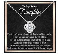 Bonus Daughter Gifts,Stepdaughter Gifts From Stepmom, Adopted Daughter Necklace From Unbiological Mom, Step Daughter Gifts From Stepmom, Sterling Silver, Cubic Zirconia