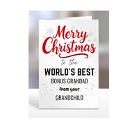 Bonus Grandad card from Grandchild, Merry Christmas to the World's Best, gifts for men, women, greetings card, female, male, him, her, presents, A5-260a_44