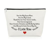 Bonus Mom Gifts from Daughter Makeup Bag for Bonus Mum Stepmother Cosmetic Pouch Christmas Mothers Day Present for Stepmom Mom Adoption Gifts Mother in Law Birthday Travel Toiletry Bag