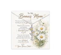 Bonus Mom Necklace, Stepmom Necklace, Second Mom Daisy Pendant Jewelry | Daisy Pendant Necklace for Bonus Mom, Stepmom, Birthday, Mother's Day, Christmas