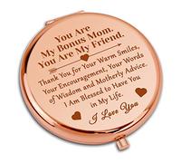 Bonus Mum Compact Pocket Makeup Mirror Stepmom Present from Daughter Son for Stepmother Bonus Mom Wedding Gift from Stepdaughter Stepson Christmas Birthday Present for Mother in Law