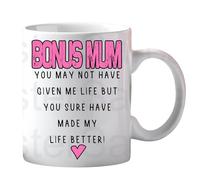 Bonus Mum My Life Novelty Mug Gift for Birthday Christmas Daughter Mummy Mom Girlfriend Daughter Son Mother's Day Stepmother Stepmum Stepfamily