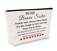 Bonus Sister Gifts Sister in Law Gifts Cosmetic Bag Unbiological Sister Gift Wedding Gift for Sister Makeup Bag Sister in Law Appreciation Gift Bonus Sister Christmas Birthday Graduation Gift