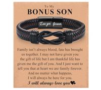 Bonus Son Gifts from Stepmom Stepdad - Braided Leather Bracelets Engraved with Love You Forever, Birthday Valentines Fathers Day Graduation Christmas Gifts for Men Boys