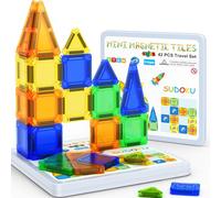 Bonus Sudoku Play, 42pcs Mini Magnetic Tiles Travel Set with Case, Mini Magnetic Blocks, Portable Travel Toys for Kids, STEM Educational Sensory Toys, Classroom Must Have