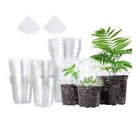 Bonviee 36 Packs 3.5/4/5 Inch Clear Nursery Pots with Humidity Domes, Variety Sizes Seed Starting Pots with Drainage Holes, Transparent Garden Containers for Succulents, Flowers and Cactus-Clear