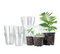 Bonviee 36 Packs 3.5/4/5 Inch Clear Nursery Pots with Humidity Domes, Variety Sizes Seed Starting Pots with Drainage Holes, Transparent Garden Containers for Succulents, Flowers and Cactus-Clear
