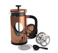 bonVIVO Cafetiere - GAZETARO 1000ml 8 Cup Stainless Steel French Press Coffee Maker, Heat-Resistant Coffee Press with Bonus Scoop & Replacement Filter Mesh, Copper Coffee Plunger for Ground Coffee