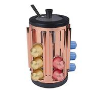 bonVIVO Coffee Pod Holder for Nespresso Pods, Rotating Coffee Capsule Holder with 24 Pod Capacity, Stainless Steel Coffee Pod Storage with Sugar Bowl, Space Saving Coffee Bar Organiser (Copper)
