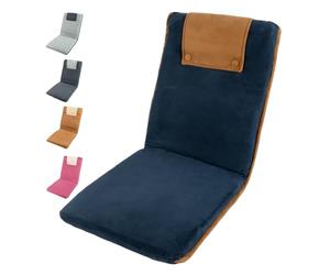 bonVIVO EASY II Folding Floor Seat - Adjustable Portable Lounge Chair with Back Support for Adults, Lightweight Meditation, Reading & Relaxation Floor Chair - Blue