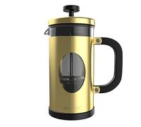 bonVIVO French Press Cafetiere 3 Cup 350ml Stainless Steel Coffee Press with Heat-Resistant Glass, Scoop & Replacement Filter, Manual Coffee Maker for Ground Coffee, Gold Finish