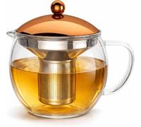 bonVIVO Glass Teapot 1.5L with Stainless Steel Infuser Copper