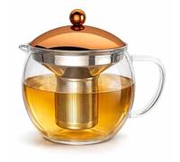 bonVIVO Glass Teapot 1.5L with Stainless Steel Infuser Copper