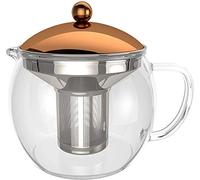 bonVIVO Glass Teapot with Infuser - 1.5L Loose Leaf Tea Maker, Heat-Resistant Borosilicate Glass & Stainless Steel Strainer - Blooming Tea Pot for Herbal Tea, Flowering Tea & Fruit Infusions Silver