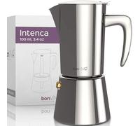 bonVIVO Moka Pot 100ml 2 Cup Stainless Steel Italian Espresso Maker Silver