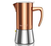 bonVIVO Moka Pot 6 Cup (300ml) - Intenca Stainless Steel Espresso Maker with Copper Finish, Stove Top Italian Coffee Maker for Gas & Electric Hobs, Classic Coffee Pot, Gift for Men & Women